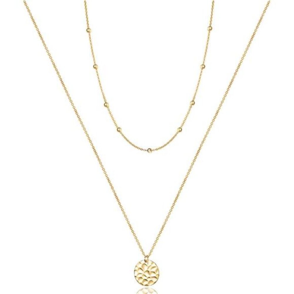 Dainty Layered Choker Necklace, Handmade 14K Gold Plated Y Pendant